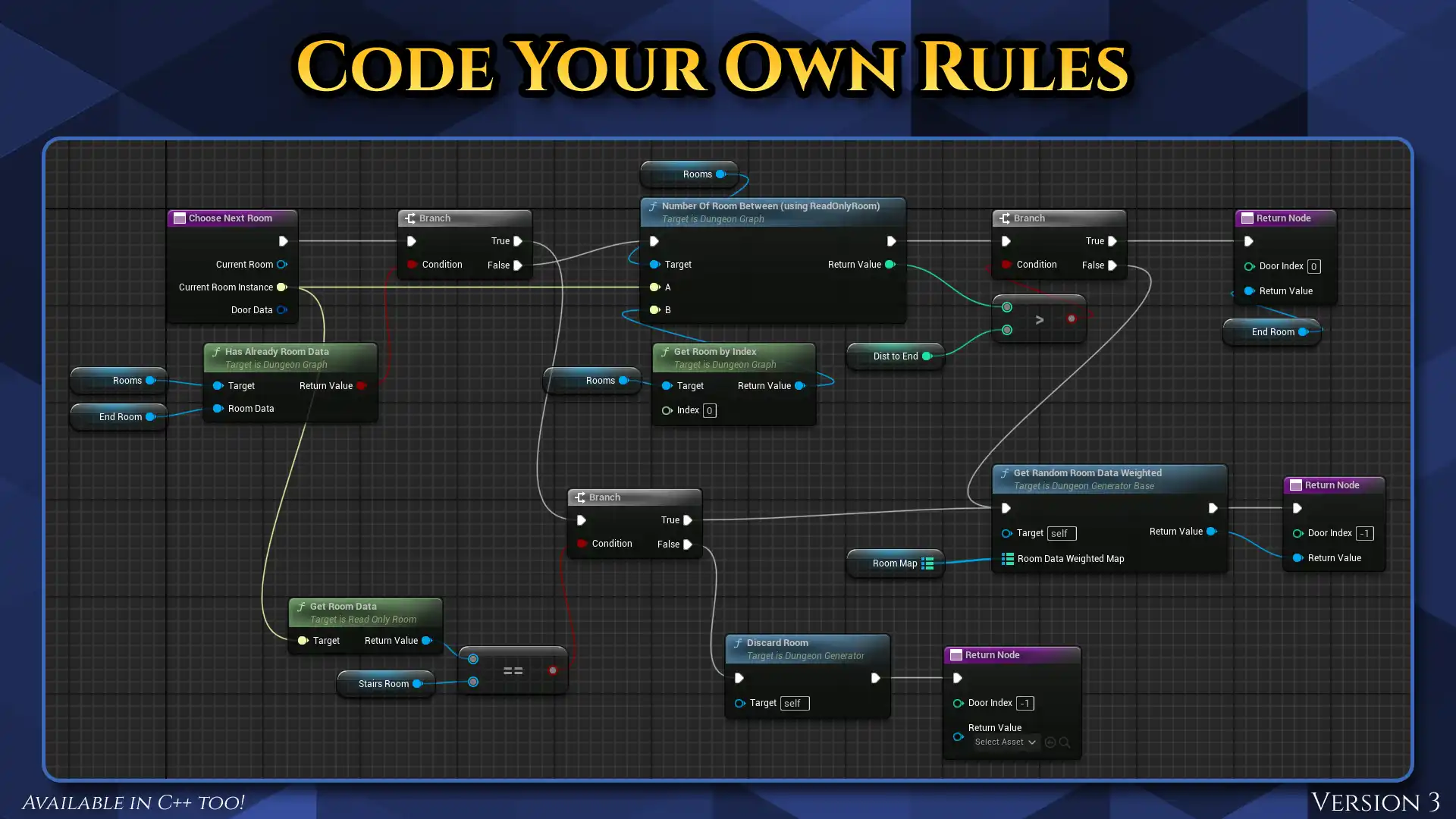 Use Blueprint or C++ to place rooms procedurally